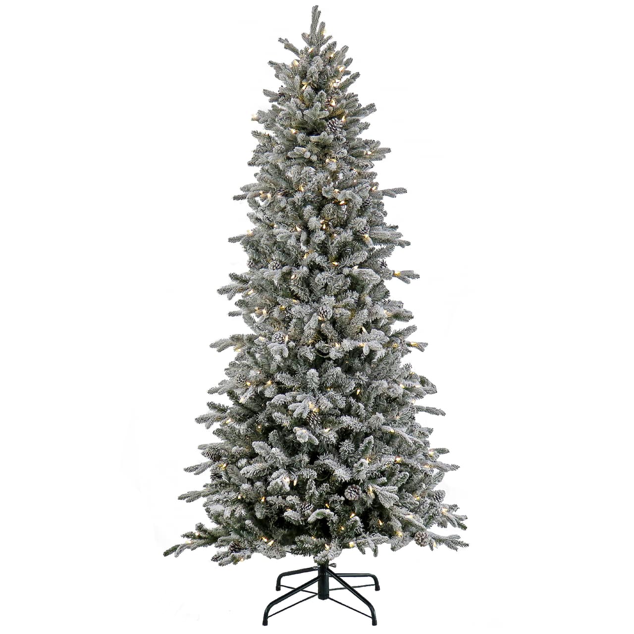 7ft. Pre-Lit Snowy Calton Pine Artificial Christmas Tree, Warm White LED Lights